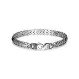 Chevron Rhodium Plated Sterling Silver Arrowhead Link Bracelet - UB08