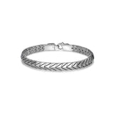 Chevron Rhodium Plated Sterling Silver Arrowhead Link Bracelet - UB08