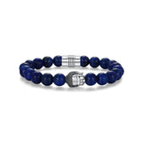 Strata Buddha Rhodium Plated Lapis Bracelet - 8.75" - UB42