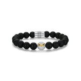 Strata Owl Rhodium Plated Black Agate Bracelet - 8.75" - UB43