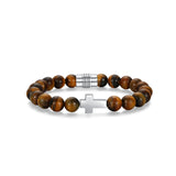 Strata Rhodium Plated Tiger Eye Bracelet - 8.75" - UB45