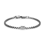 Italian Chain Brushed Gunmetal Box Chain Bracelet with Barrel Clasp - 8.5" - UB27