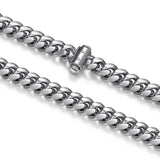 Italian Chain Rhodium Plated Oval Curb Bracelet with Push Lock - 8.5" - UB32