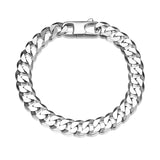 Italian Chain Rhodium Plated Flat Curb Bracelet - 8.5" - UB33