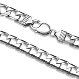 Italian Chain Rhodium Plated Square Curb Bracelet - 8.5" - UB34