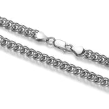 Italian Chain Rhodium Plated Curb Bracelet - 8.5" - UB36