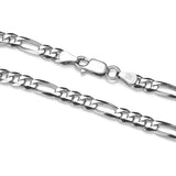 Italian Chain Rhodium Plated Figaro 3+1 Bracelet - 8.5" - UB37