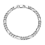 Italian Chain Rhodium Plated Figaro 3+1 Bracelet - 8.5" - UB37