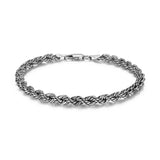 Italian Chain Rhodium Plated Silk Rope Bracelet - 8.5" - UB40