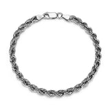 Italian Chain Rhodium Plated Silk Rope Bracelet - 8.5" - UB40