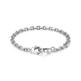 Italian Chain Rhodium Plated Cable Bracelet with Handcuff Clasp - 8.5" - UB41