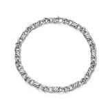 Italian Chain Rhodium Plated Flat Curb Twisted 3+1 Bracelet - 7.75" - UB0003S