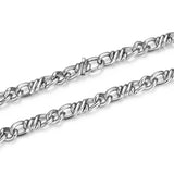 Italian Chain Rhodium Plated Flat Curb Twisted 3+1 Bracelet - 8.5" - UB0003M