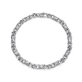 Italian Chain Rhodium Plated Flat Curb Twisted 3+1 Bracelet - 8.5" - UB0003M