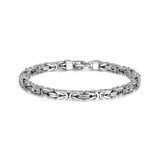 Italian Chain Rhodium Plated Byzantine Chain Bracelet - 8.5" - UB0004M