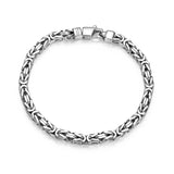 Italian Chain Rhodium Plated Byzantine Chain Bracelet - 8.5" - UB0004M