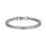 Italian Chain Rhodium Plated 4-Side Franco Chain Bracelet - 8.5" - UB0002M