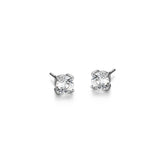 Basic Rhodium Plated Sterling Silver and Created White Sapphire Stud Earrings - UE24W