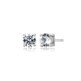 Basic Rhodium Plated Sterling Silver and Created White Sapphire Stud Earrings - UE24W