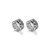 Chisel Rhodium Plated Sterling Silver Filigree Huggie Earrings - UE03