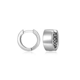 Basic Rhodium Plated Sterling Silver Huggie Earrings - UE23R