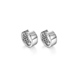 Basic Rhodium Plated Sterling Silver Huggie Earrings - UE23R