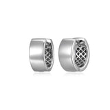 Basic Rhodium Plated Sterling Silver Huggie Earrings - UE23R