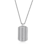 Chevron Rhodium Plated Pendant with Black Oil - 24" - UN0009