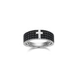 Black Ice Rhodium Plated Gunmetal Sterling Silver and Black Sapphire Ring - UR20