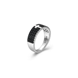 Black Ice Rhodium Plated Gunmetal Sterling Silver and Black Sapphire Ring - UR20