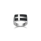 Black Ice Rhodium Plated Gunmetal Sterling Silver and Black Sapphire Ring - UR21