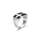 Black Ice Rhodium Plated Gunmetal Sterling Silver and Black Sapphire Ring - UR21