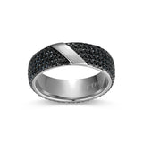 Eclipse Genuine Black Sapphire Two-Tone Eternity Band Ring in Rhodium-Plated Sterling Silver