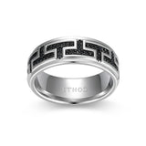 Eclipse Genuine Black Sapphire Geo Eternity Band Ring in Rhodium-Plated Sterling Silver