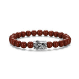 Crimson Rhodium Finish Steel & Sterling Silver Bracelet - UB0070