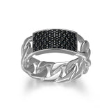 Links Gunmetal Rhodium Finish Sterling Silver Ring - UR0052