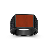 Crimson Gunmetal Finish Sterling Silver Ring - UR0071