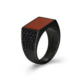 Crimson Gunmetal Finish Sterling Silver Ring - UR0071