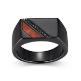 Crimson Gunmetal Finish Sterling Silver Ring - UR0073