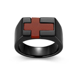 Crimson Gunmetal Finish Sterling Silver Ring - UR0074