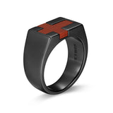 Crimson Gunmetal Finish Sterling Silver Ring - UR0074